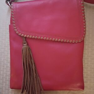 Elegant RedCrossbody Bag with Tassel